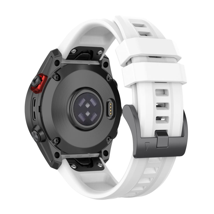 Compatible with Garmin Fenix 5 / Fenix 5 Plus Solid Color Black Buckle Silicone Quick Release Watch Band(White)
