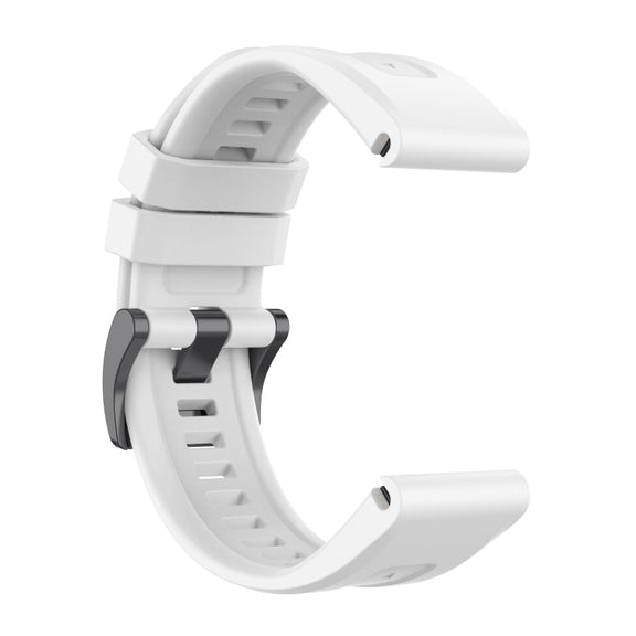 Compatible with Garmin Fenix 5 / Fenix 5 Plus Solid Color Black Buckle Silicone Quick Release Watch Band(White)