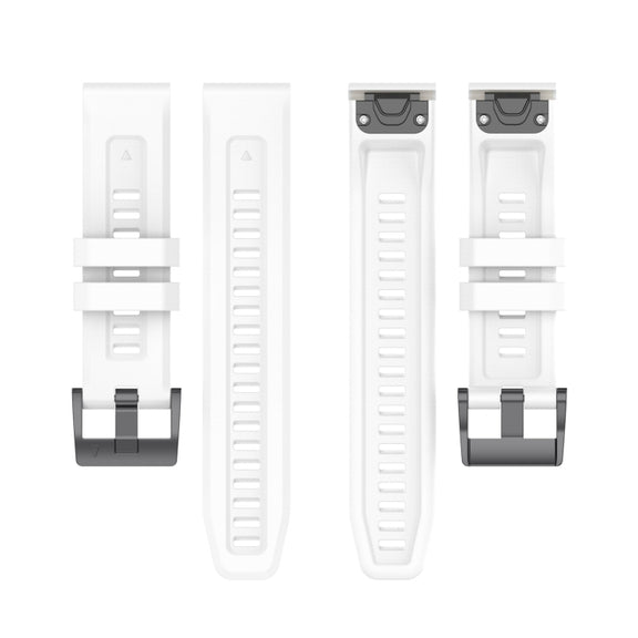 Compatible with Garmin Fenix 5 / Fenix 5 Plus Solid Color Black Buckle Silicone Quick Release Watch Band(White)