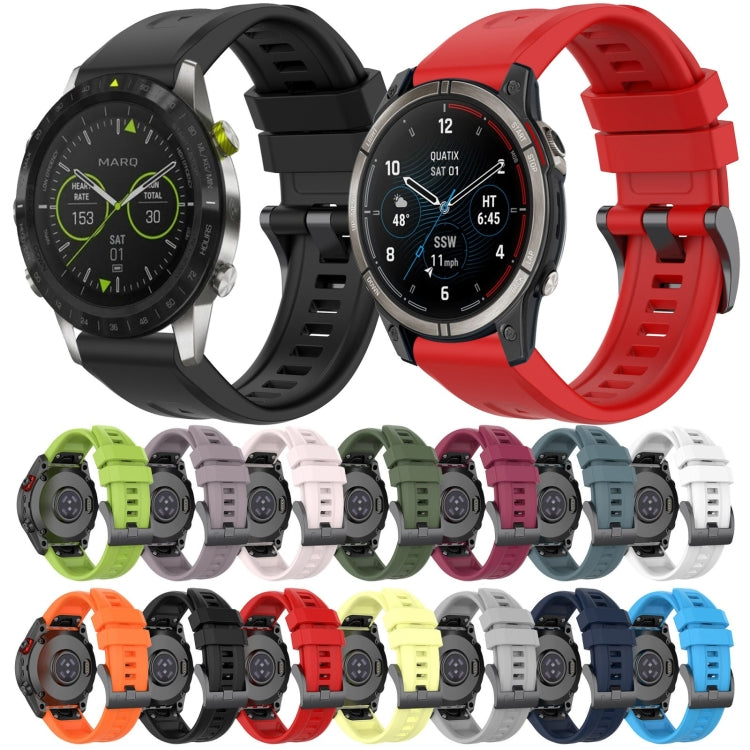 Compatible with Garmin Instinct 2 / Instinct Solid Color Black Buckle Silicone Quick Release Watch Band(Wine Red)