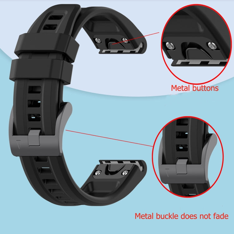 Compatible with Garmin Fenix 5 / Fenix 5 Plus Solid Color Black Buckle Silicone Quick Release Watch Band(White)