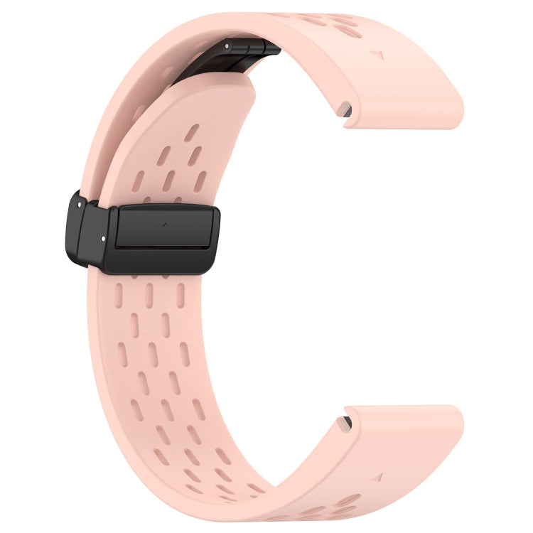 Compatible with Garmin Descent MK3i 43mm 20mm Holes Magnetic Folding Buckle Silicone Watch Band(Pink)
