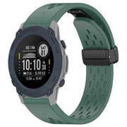 Compatible with Garmin Descent G1 22mm Holes Magnetic Folding Buckle Silicone Watch Band(Dark Green)