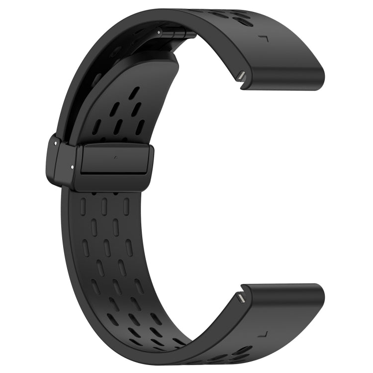 Compatible with Garmin Epix Pro 42mm 20mm Holes Magnetic Folding Buckle Silicone Watch Band(Black)