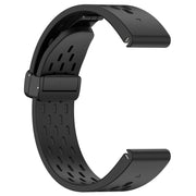 Compatible with Garmin Epix Pro 42mm 20mm Holes Magnetic Folding Buckle Silicone Watch Band(Black)