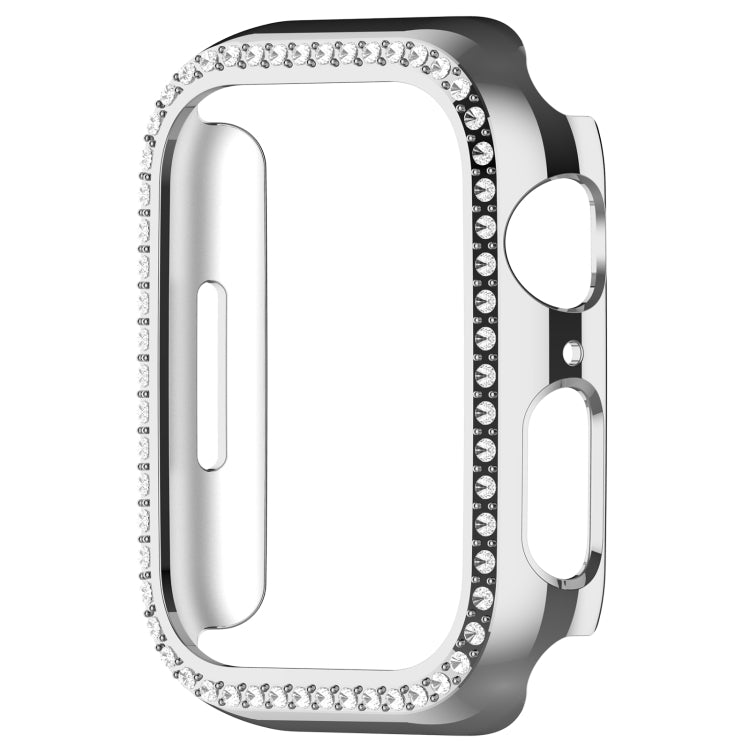 For Apple Watch Series 7 41mm Diamond Hollow PC Watch Case(Silver)
