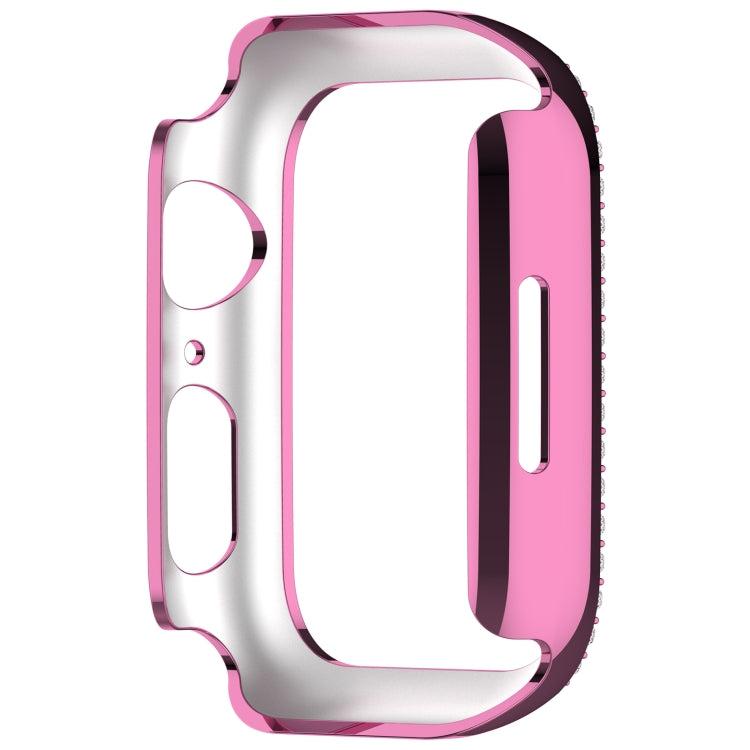 For Apple Watch Series 7 41mm Diamond Hollow PC Watch Case(Pink)