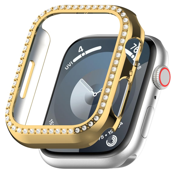For Apple Watch Series 7 41mm Diamond Hollow PC Watch Case(Gold)