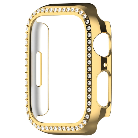 For Apple Watch Series 7 41mm Diamond Hollow PC Watch Case(Gold)