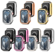 For Apple Watch Series 7 41mm Diamond Hollow PC Watch Case(Pink)