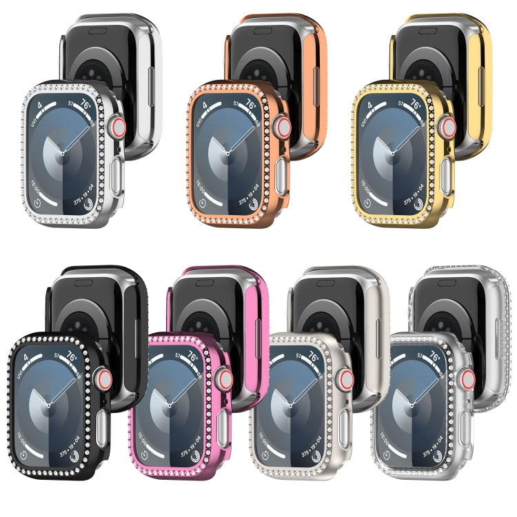 For Apple Watch Series 7 41mm Diamond Hollow PC Watch Case(Pink)
