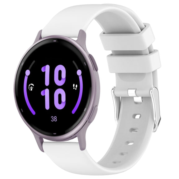 Compatible with Garmin Vivoactive 5 20mm Smooth Solid Color Silicone Watch Band(White)