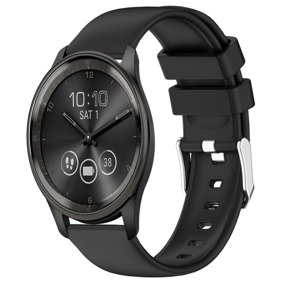 Compatible with Garmin Move Trend 20mm Smooth Solid Color Silicone Watch Band(Black)