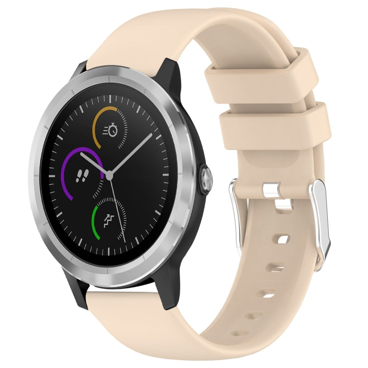 Compatible with Garmin Vivoactive 3 20mm Smooth Solid Color Silicone Watch Band(Beige)