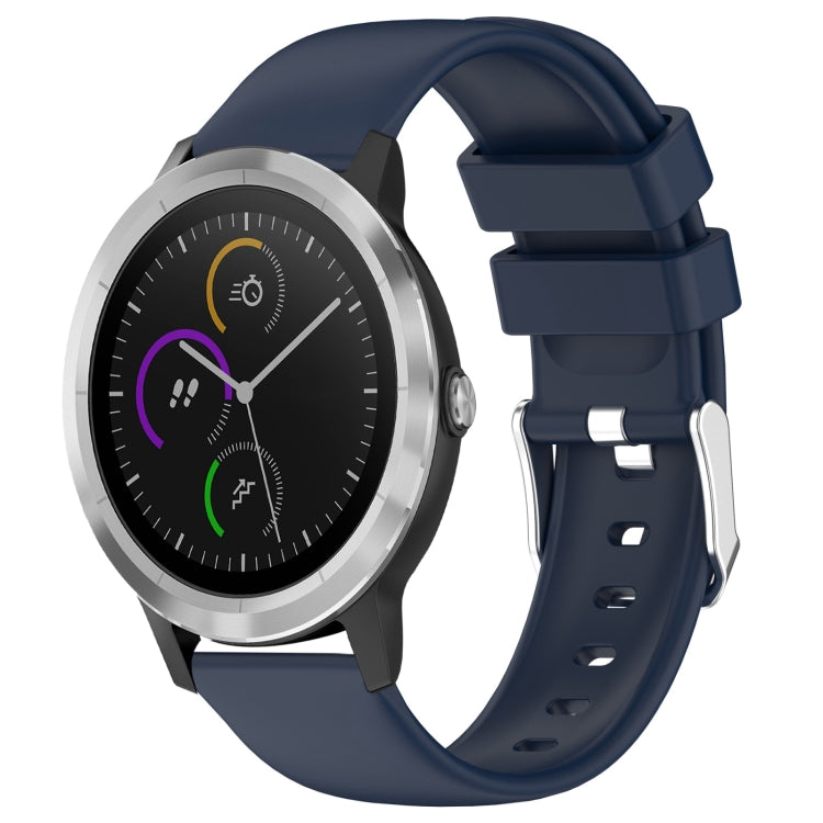 Compatible with Garmin Vivoactive 3 20mm Smooth Solid Color Silicone Watch Band(Midnight Blue)