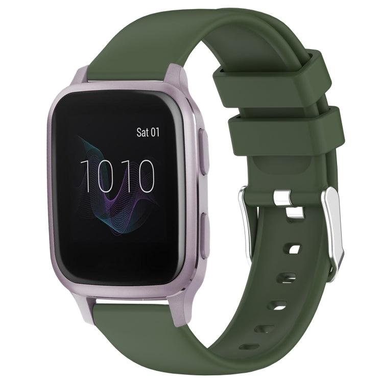 Compatible with Garmin Venu SQ 20mm Smooth Solid Color Silicone Watch Band(Army Green)