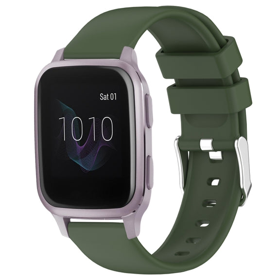 Compatible with Garmin Venu SQ 20mm Smooth Solid Color Silicone Watch Band(Army Green)