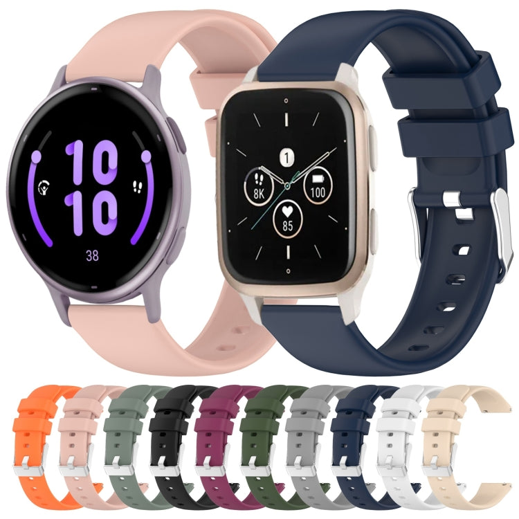 Compatible with Garmin Move Trend 20mm Smooth Solid Color Silicone Watch Band(Black)