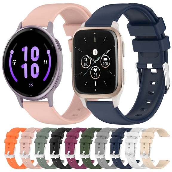 Compatible with Garmin Move Trend 20mm Smooth Solid Color Silicone Watch Band(Black)
