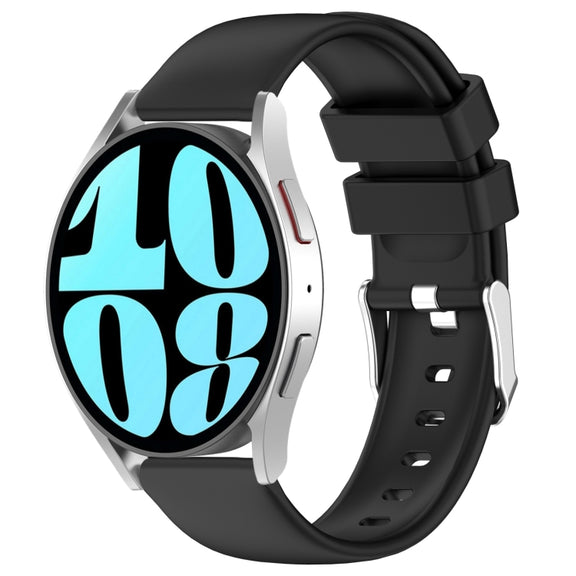 For Samsung Galaxy Watch 6 40mm 20mm Smooth Solid Color Silicone Watch Band(Black)