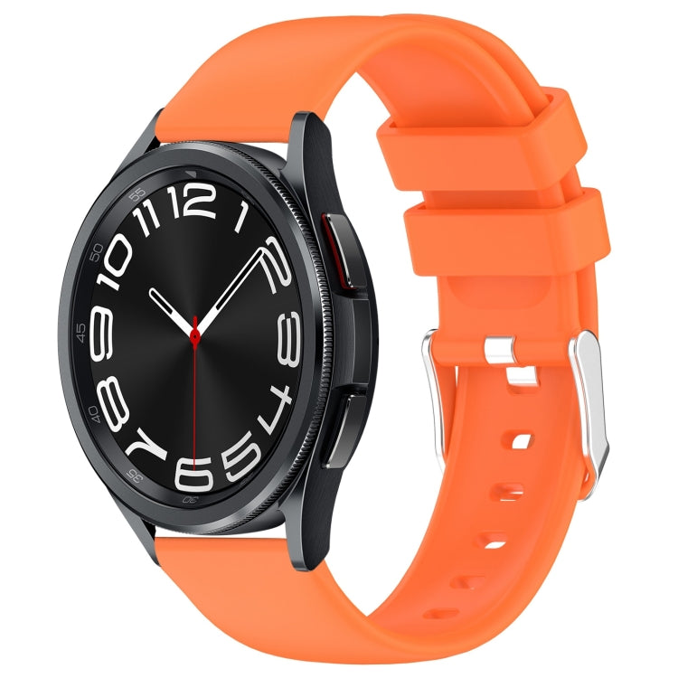 For Samsung Galaxy Watch 6 Classic 43mm 20mm Smooth Solid Color Silicone Watch Band(Orange)