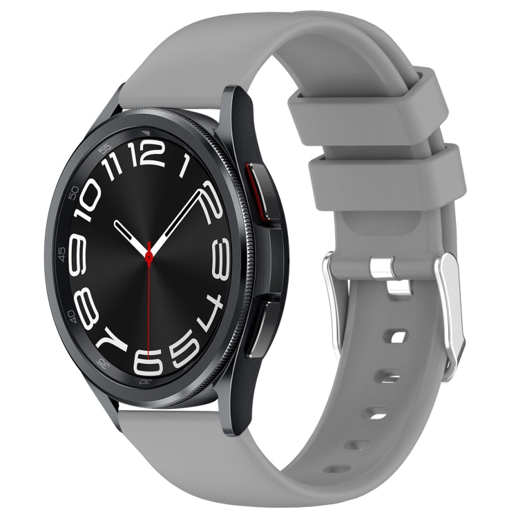For Samsung Galaxy Watch 6 Classic 43mm 20mm Smooth Solid Color Silicone Watch Band(Grey)