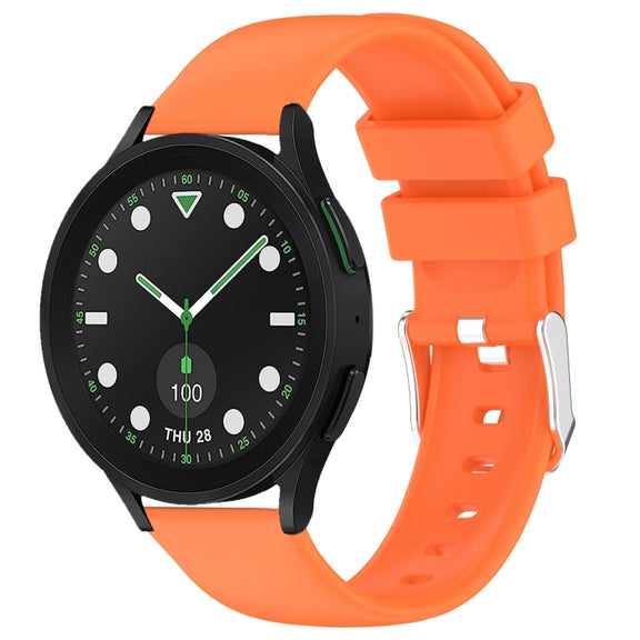 For Samsung Galaxy watch 5 Pro Golf Edition 20mm Smooth Solid Color Silicone Watch Band(Orange)