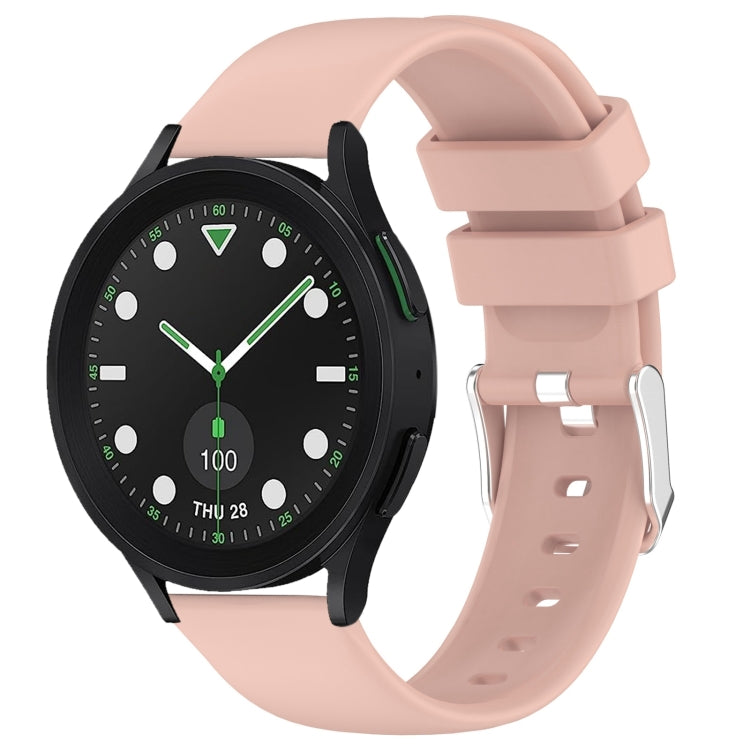 For Samsung Galaxy watch 5 Pro Golf Edition 20mm Smooth Solid Color Silicone Watch Band(Pink)