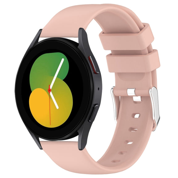 For Samsung Galaxy Watch 5  44mm 20mm Smooth Solid Color Silicone Watch Band(Pink)