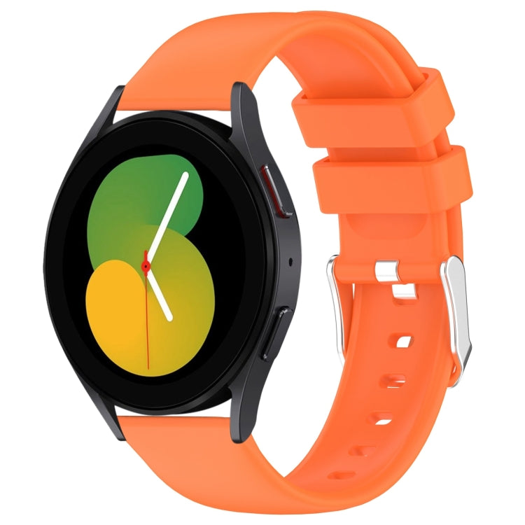 For Samsung Galaxy Watch 5  40mm 20mm Smooth Solid Color Silicone Watch Band(Orange)