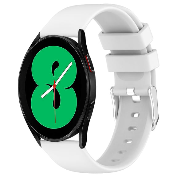 For Samsung Galaxy Watch 4 44mm 20mm Smooth Solid Color Silicone Watch Band(White)