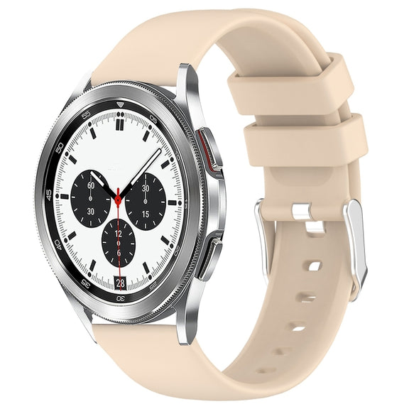For Samsung  Galaxy Watch 4 Classic 42mm 20mm Smooth Solid Color Silicone Watch Band(Beige)
