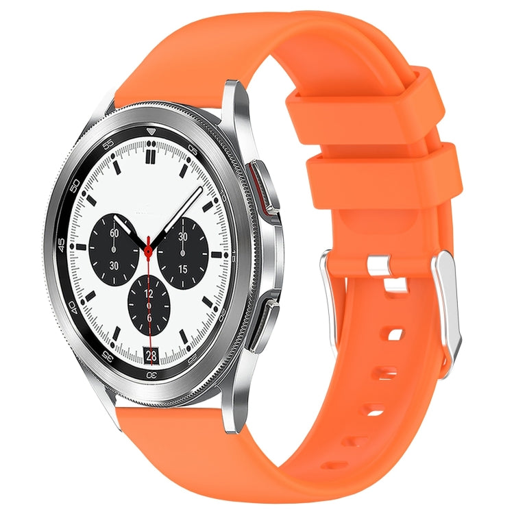 For Samsung  Galaxy Watch 4 Classic 42mm 20mm Smooth Solid Color Silicone Watch Band(Orange)