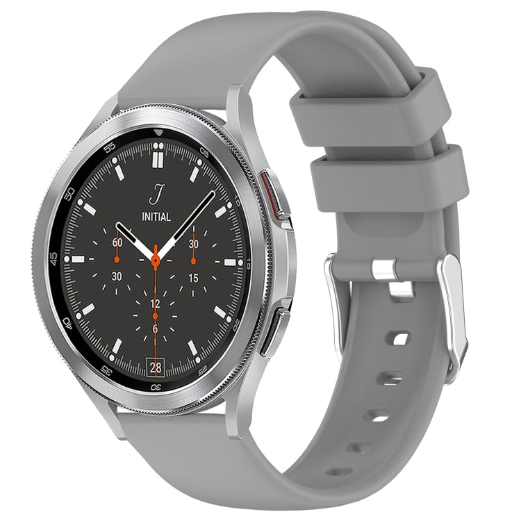 For Samsung  Galaxy Watch 4 Classic 46mm 20mm Smooth Solid Color Silicone Watch Band(Grey)