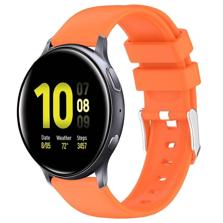 For Samsung Galaxy Watch Active 2 44mm 20mm Smooth Solid Color Silicone Watch Band(Orange)