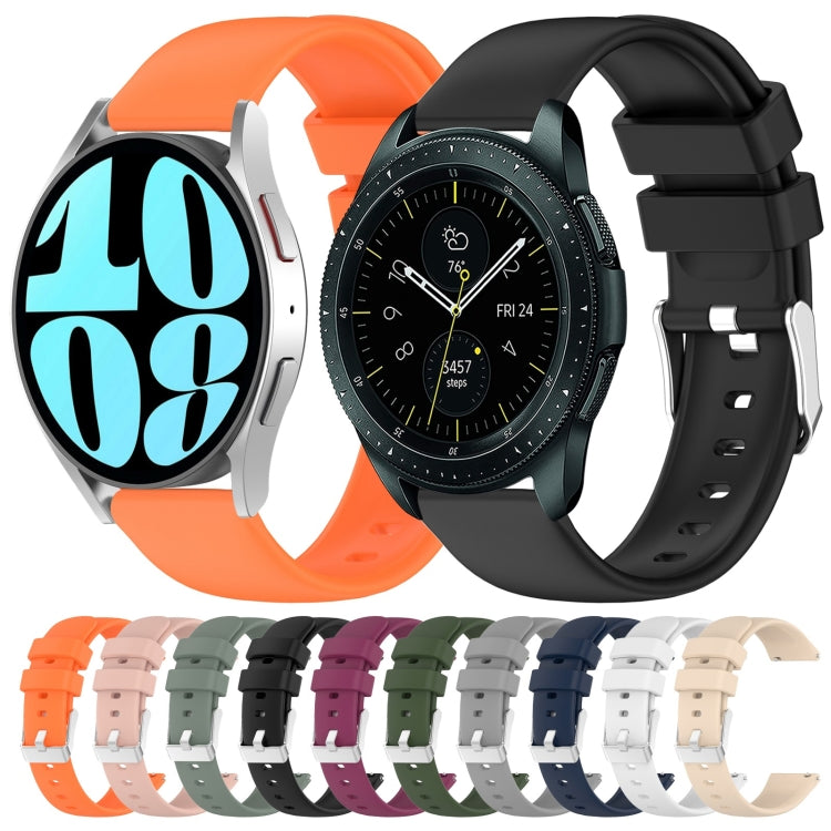 For Samsung Galaxy Watch 6 Classic 47mm 20mm Smooth Solid Color Silicone Watch Band(Grey)