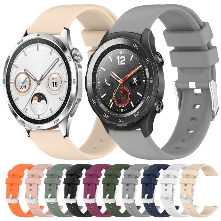 For Huawei Watch GT2 42mm 20mm Smooth Solid Color Silicone Watch Band(Grey)