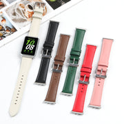 For Samsung Galaxy Watch Fit 3 Leather Sewing Thread Pin Buckle Watch Band(Red)