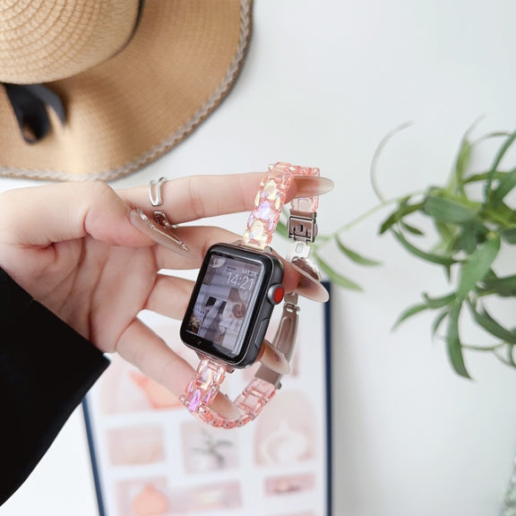 For Apple Watch Series 9 45mm Laser PC Colorful 12mm Slim Watch Band(Pink)