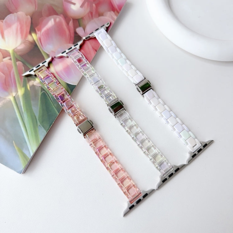 For Apple Watch Series 7 41mm Laser PC Colorful 12mm Slim Watch Band(White)