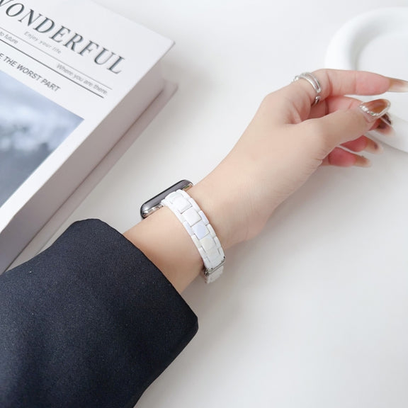 For Apple Watch Series 3 38mm Laser PC Colorful 12mm Slim Watch Band(White)