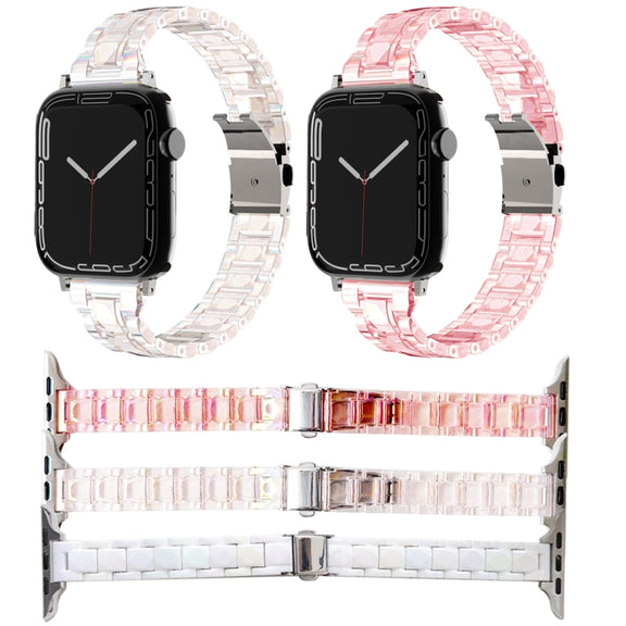 For Apple Watch Series 7 45mm Laser PC Colorful 20mm Slim Watch Band(White)