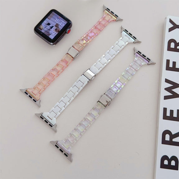 For Apple Watch Series 9 45mm Laser PC Colorful 20mm Slim Watch Band(White)