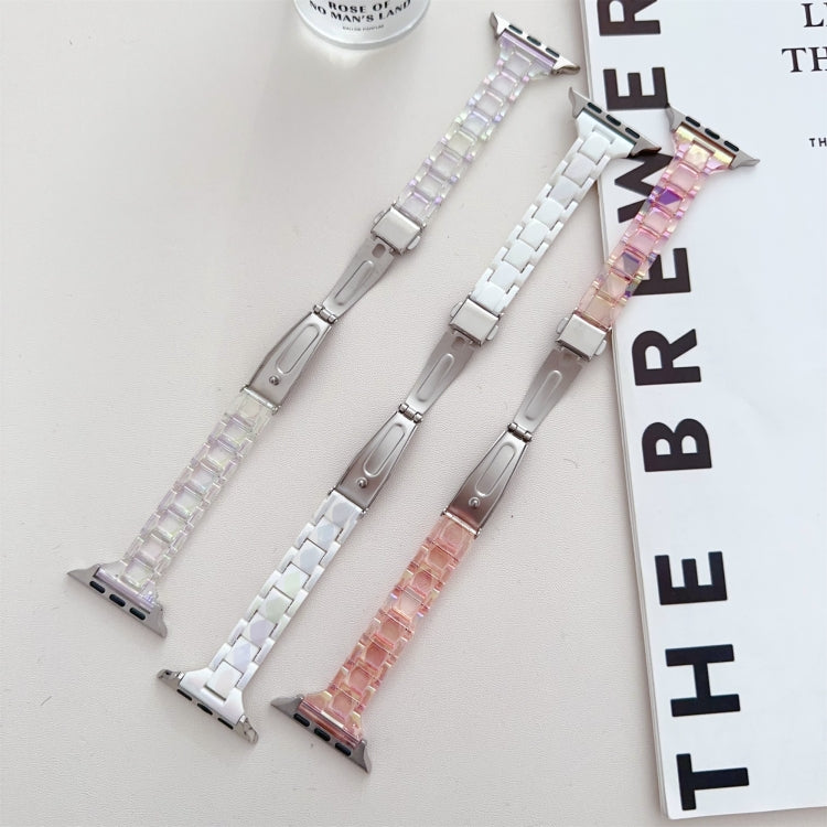 For Apple Watch Series 9 45mm Laser PC Colorful 20mm Slim Watch Band(White)