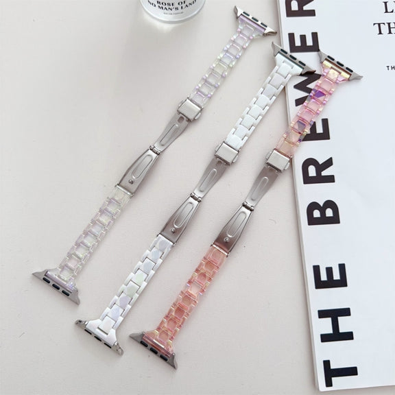 For Apple Watch Series 4 44mm Laser PC Colorful 20mm Slim Watch Band(White)