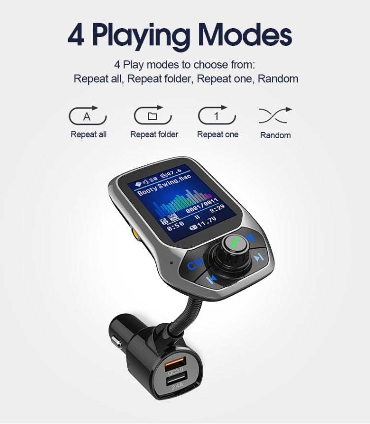 T43 Car Bluetooth Mp3 Multi-function Large Color Screen QC3.0 Bluetooth Car Charge Lossless Car Bluetooth Player