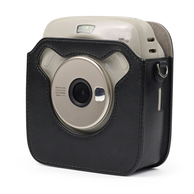 Full Body Camera PU Leather Case Bag with Strap for Fujifilm Instax Square SQ20(Black)