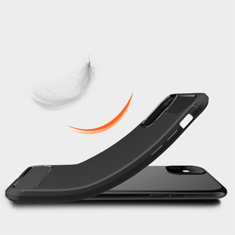 For iPhone 11 Brushed Texture Carbon Fiber TPU Case (Black)