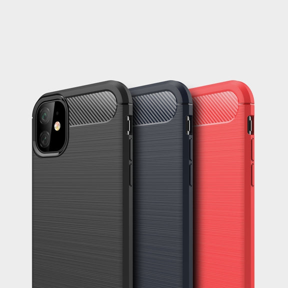 For iPhone 11 Brushed Texture Carbon Fiber TPU Case (Black)