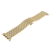 Dragon Grain Solid Stainless Steel Wrist Strap Watch Band for Apple Watch Series 3 & 2 & 1 38mm(Gold)